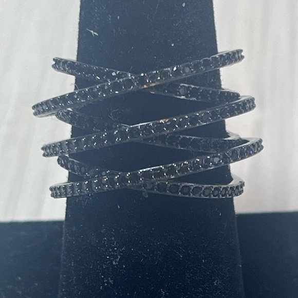 Michael Kors Jewelry - Michael Kors Gunmetal Black Pave Criss Cross Ring